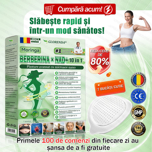 🎊Magazin Oficial | 🌿 GLORENDA® Moringa · Berberină × NAD+ Plasture Avansat Nano cu Microace 10 în 1 (Doar o dată pe zi, schimbări vizibile în 7 zile) ✅ Pentru obezitate, piele lăsată, diabet, apnee în somn, probleme articulare și multe altele（副本）